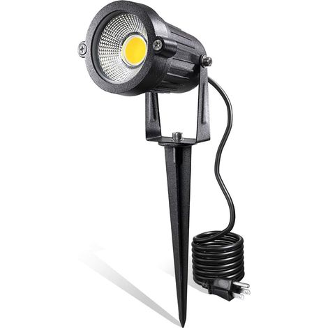 Iluminación LED para exteriores de 5 W – 240 V CA – Blanco cálido (3000 K) – Resistente al agua IP65 – Con estaca para suelo y cable de 1,5 m (1 unidad) (1/5)