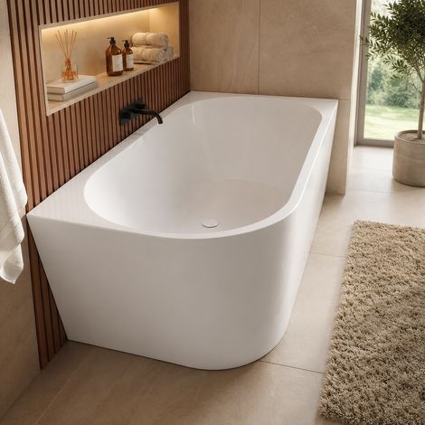Badplaats Eck Badewanne Isia 170 x 78 x 60 cm Weiß Hochglanz - H