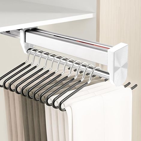 Barra telescópica de acero inoxidable de 292 mm para colgar ropa: barra ajustable para armario para colgar pantalones y otras prendas (blanca).