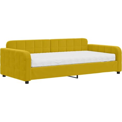 Maison Exclusive - Divano Letto con Materasso Giallo 100x200 cm in Velluto