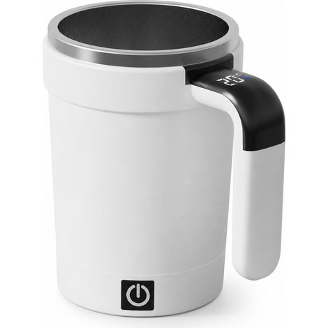 Mug Électrique Auto-Mélangeur Magnétique avec Affichage de Température, 380 ml, Blanc, pour Café et Shakes (1/5)