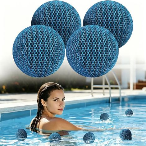 Lot de 4 absorbeurs de mousse réutilisable de 7 cm pour éliminer les balles en éponge, absorbeur d'huile, nettoyeur en mousse pour piscines et piscines - Transparent (1/5)