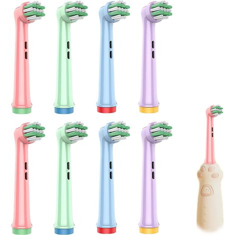 8 Brossettes de Rechange Enfant, Têtes de Brosse à Dents Électrique Génériques pour Enfants, Têtes de Brosse à Dents Électrique Douces pour Hygiène Quotidienne, Familles et Enfants (1/5)