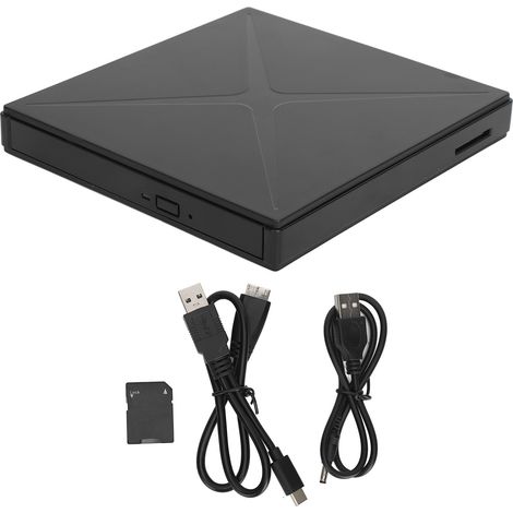 Ultraschneller externer USB 3.0 DVD-Leser/Brenner mit Kartenleser und TPEC-Gehäuse, Plug & Play für Laptop und Desktop-PC