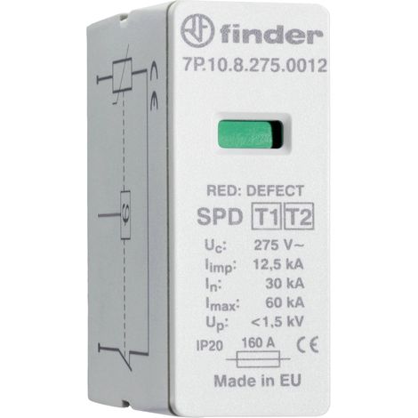 Finder 7P.10.8.275.0012 Cartouche parafoudre Protection anti-surtension pour: armoire de distribution 20 kA 1 pc(s)