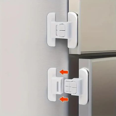 2 Verrous Réfrigérateur Blanc Sans Perçage, Distribution Eau Verrouillage Automatique (1/5)