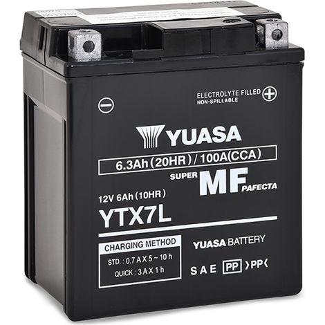 Yuasa – Batterie moto 12V 6Ah – Technologie plomb étanche AGM préactivée – Dimensions 115x72x132mm – Compatible Suzuki 125 DR 125 SE SF43A SF44A