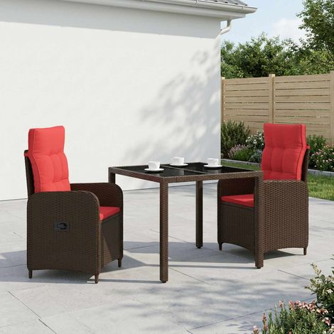 vidaXL Outdoortisch-Set 3 pcs Poly-Rattan (1/5)