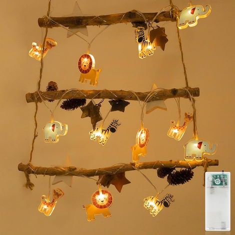 Guirlande lumineuse LED animaux intérieur, 2,2M 12LEDS guirlande lumineuse chambre d'enfant avec minuterie à piles, veilleuse enfants pour intérieur, fête, décoration de chambre (1/5)