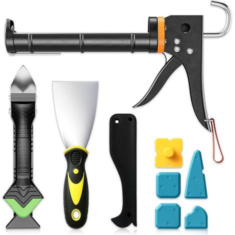 Kit - Pistolet À Joint 310 Ml - Grattoir À Joint Réglable - Pour Salle De Bains Cuisine Fenêtres Et Joints Autour Des Éviers - 1 Pièce (1/5)