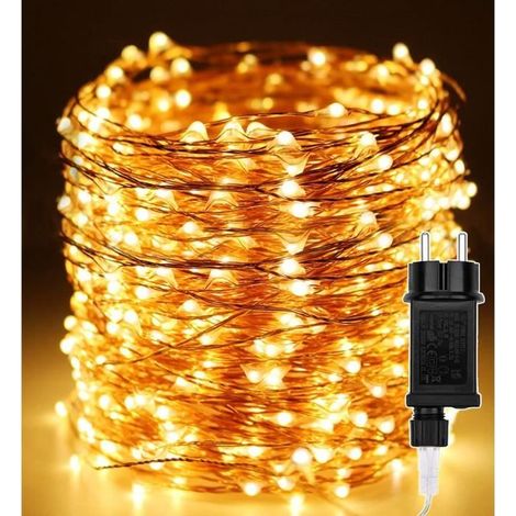 500 LED Guirlande Lumineuse 50 m, Fil de Cuivre Flexible, Blanc Chaud, IP44, Décoration Intérieure/Extérieure pour Jardin, Mariage, Fêtes