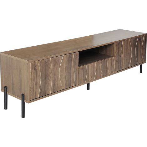 ELVMI Mobile TV con 3 Ante e Passacavi, per Soggiorno, in MDF, 160 × 35 × 46 cm, Naturale (1/5)