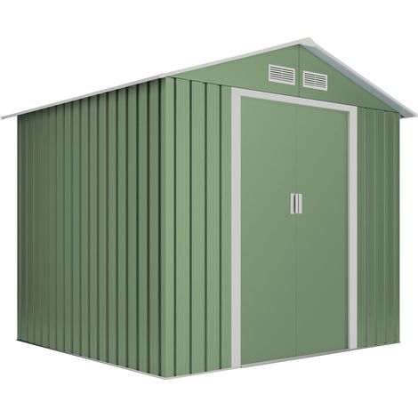 Wasabi – Abri de jardin métal 5,27m2 – Acier galvanisé anti-corrosion – Double porte coulissante – Garantie 10 ans – Toit à pignon (1/5)