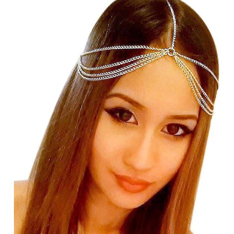 Bijou de cheveux bohème pour fête et mariage, couronne Vantage, pompon en métal, bandeau pour femme (1/5)