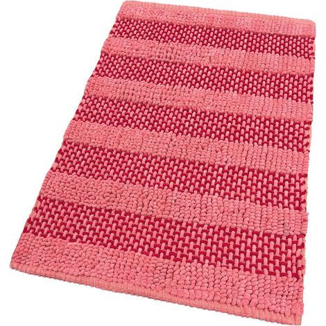 Tappeto Camera Scendiletto Bagno Cotone Intrecciato Tridimensionale Morbido Assorbente Rosa - 60x120 Cm