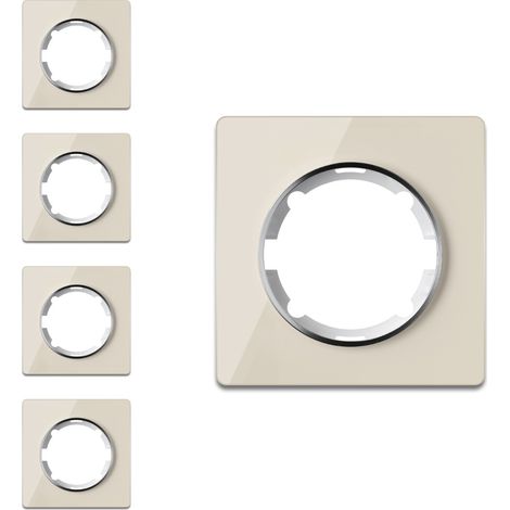 Plaque de finition Garda, en verre, 1 poste, encastré (lot de 5) - beige