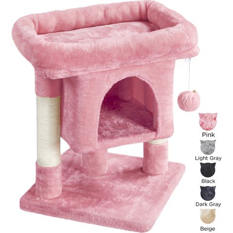 Yaheetech Tiragraffi Albero per Gatti con Posatoio Grande Graffiatoio per Gatti 40,5 x 40,5 x 59 cm Rosa