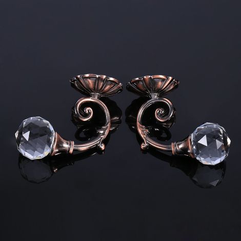 2x Crochet de Rideau Métal Verre Cristal Support Murale Fenêtre Embrasse Tringle Crochet Rouge Bronze (1/3)