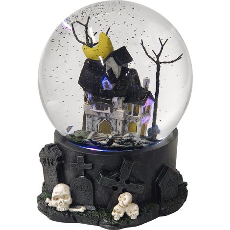 TrendLine LED Schneekugel bunt batteriebetrieben 13 x Ø 9,5 cm schwarz transparent