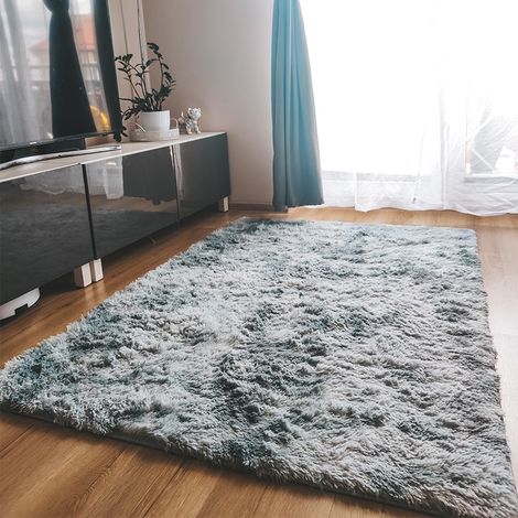 1 Tapis, pelucheux, gris clair, 100x150 cm, fibre longue, salon, chambre (1/5)