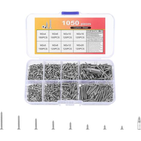 1050 Pcs Assortiment Vis à bois M2 autotaraudeuses (1/5)