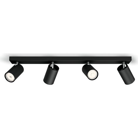 Philips – Lampe encastrable 4 lumières noir – Spot LED 3000K – Puissance 20W – Pour plafond et mur – Métal durable (1/5)