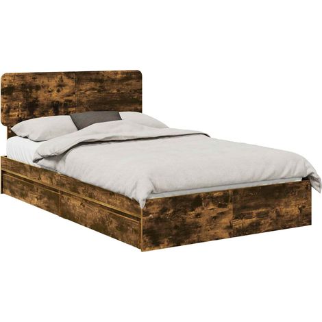 Maison Exclusive - Aufbewahrungsbett Geräucherte Eiche 135 x 190