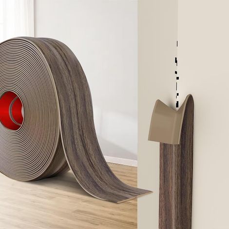 Protection Angle Mur Adhésif, Bandes Corniere en TPE, Plinthe Souple Épaisse en Forme de L Baguette Angle pour Murs, Portes, Cuisine, Fenêtres, Idéal pour Rénovations DIY (Bois de Santal, 2cm x 8M) (1/5)