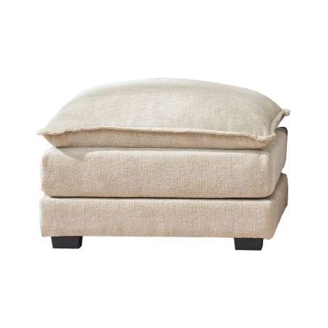 Pouf Ottomano Imbottito con Cuscino Cloud in Tessuto Beige 80x63x47 cm Domo Mea (1/5)