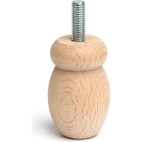Pata de madera redonda con una altura de 55 mm y acabada en haya crudo. Dimensiones: 36x36x55 mm -