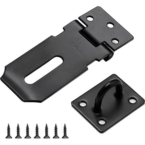 Edelstahl-Schlaufenschloss mit Schraubverschluss für Schränke, Türen, Kommoden und Schubladen (schwarz, 7,6 cm)