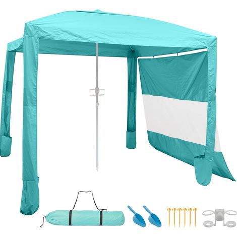 Mophorn Strand-Cabana, 2,4 x 2,4 m Strandzelt mit Seitenwand, UPF 50+ Sonnenschutz, tragbarer Pavillon mit Sandsäcken, höhenverstellbarer Sonnenschutz für Familie und Freunde, Grün