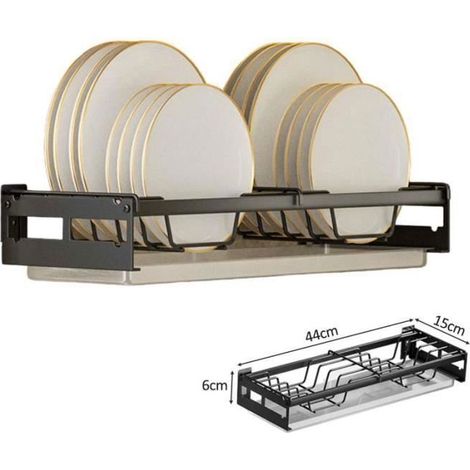 Support à assiettes mural - 8 positions - support de rangement égouttoir pour assiettes de cuisine - Gris foncé (1/4)