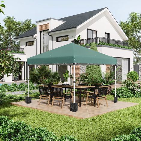 Faltpavillon, 2 Seitenwände, höhenverstellbar, mit Transporttasche, rostfreies Stahlgestell, 3 x 3 m, Grün