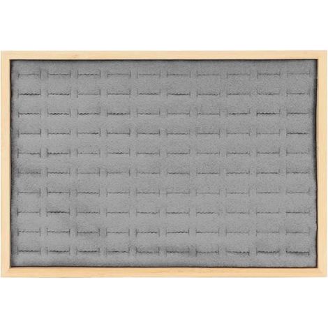 Plateau à bijoux, organisateur de tiroir à bijoux, insert de rangement pour tiroir à bagues polyvalent 100 grilles, (Cendre) (1/4)