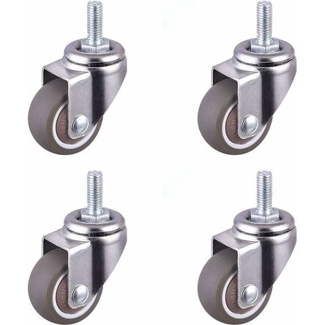 TPE-Lenkrolle mit Geräuschdämpfung, Flachrad, Universalrad, 4 Stück, 1 Zoll, Universalschraube M6 15 (1/4)