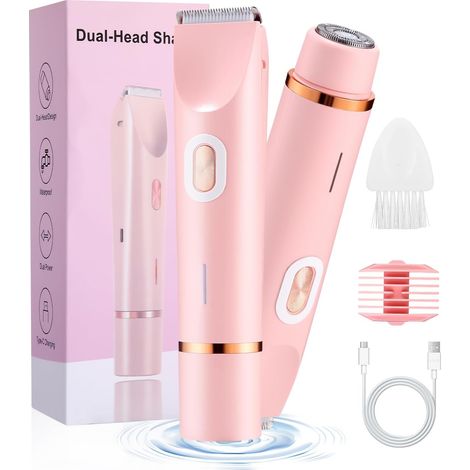 Rasoir Electrique Femme, 2 en 1 Tondeuse Femme Intime, IPX7 Étanche, Rose (1/5)
