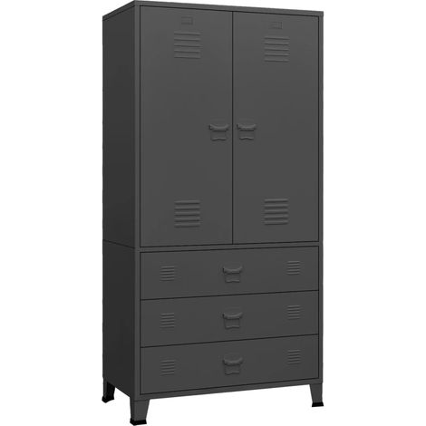 Garde-robe,Armoire industrielle Anthracite 90x50x180 cm Métal CFW53904 (1/5)