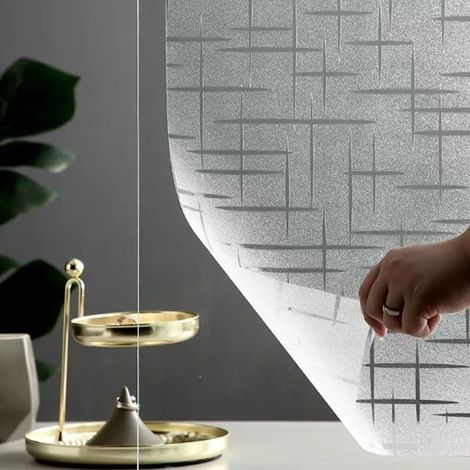 Film de protection solaire pour vitres, antistatique, bloquant la chaleur, motif croix, idéal pour salle de bain. (1/5)