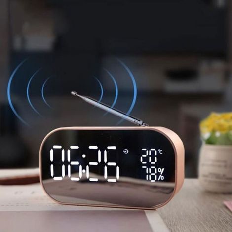 Radio réveil Haut-parleur Bluetooth Thermomètre audio FM de bureau Appels mains libres (1/4)