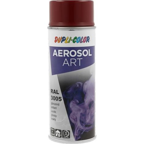 Bombe de peinture - Rouge vin - RAL 3005 - Brillant - Tous supports - Aérosol Art