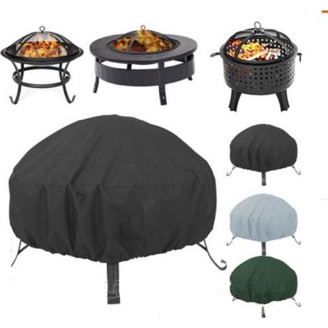 122x46cm Brasero de jardin - Housse de protection ronde pour brasero de terrasse - Imperméable - Coupe-vent - Anti-UV - Noires - Pour meubles d'intérieur et d'extérieur (1/4)