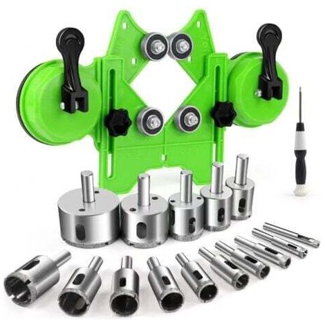 AIPER Kit de scie cloche pour carrelage - Kit de perçage pour dispositifs de positionnement - Guide de scie cloche 4-83 mm, dispositif, base d'aspiration à vide, foret pour scie cloche, kit de scie cl (1/4)