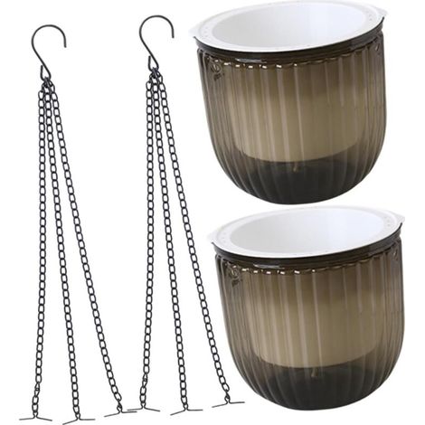 Self Watering Plant Pots 2 Pack Indoor Hanging Flower Pots with 3 Drainage Hooks for Indoor Outdoor Ceilings Balconies Wall Decor (1/4)