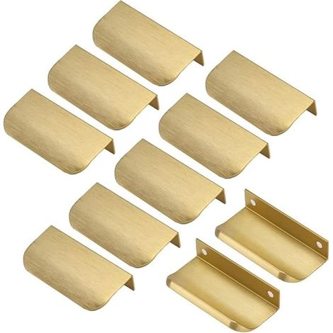 Poignées dorées invisibles, 10 pièces Poignées dorées Poignées de meubles dorées Poignées de meubles invisibles entraxe 64mm (1/5)