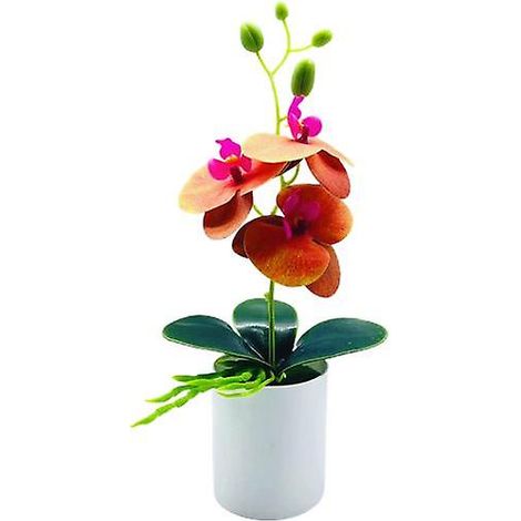 Bonsaï artificiel réaliste et durable, orchidée papillon artificielle, pour une conservation optimale.orange (1/5)
