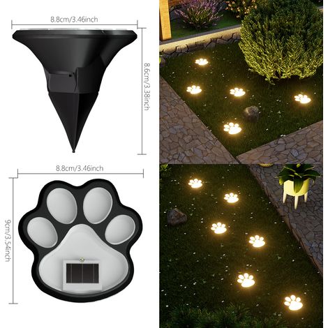 Solarleuchte für Außenbereich in Form einer Hundepfote, wasserdichter LED-Erdspieß IP65 für Garten und Hof, dekorative Beleuchtung mit warmem Licht-lsw