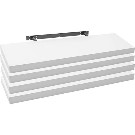 WOLTU Juego de 4 estantes flotantes pequeños – Blanco, 80x22,9x3,8 cm