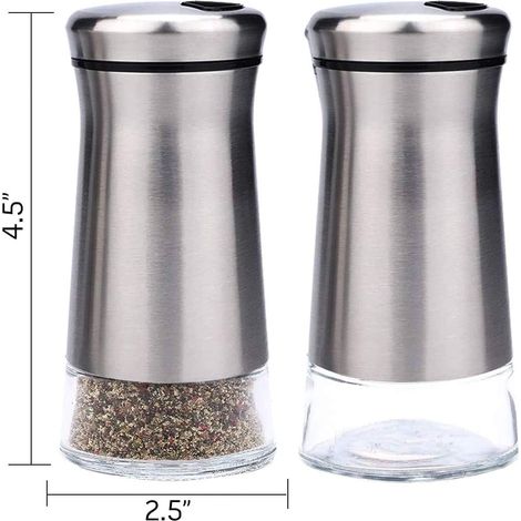 Salz- und Pfefferstreuer aus Edelstahl mit Glasboden und verstellbarem (1/5)