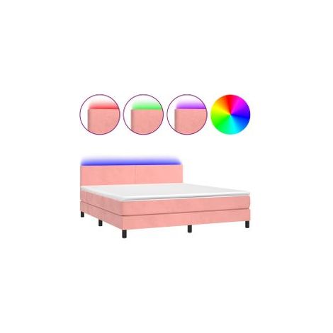Sommier à lattes de lit avec matelas LED Rose 160x200 Velours (1/5)